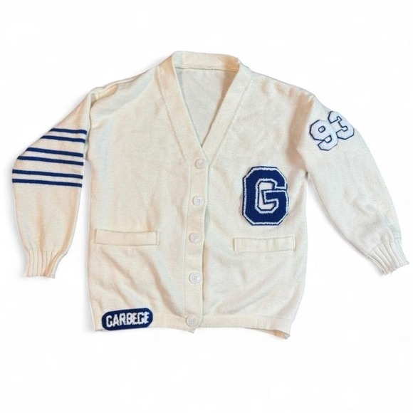 American Vintage Other - Vintage Varsity Letterman Sweater – Cream Wool Knit – "G" Chenille Patch